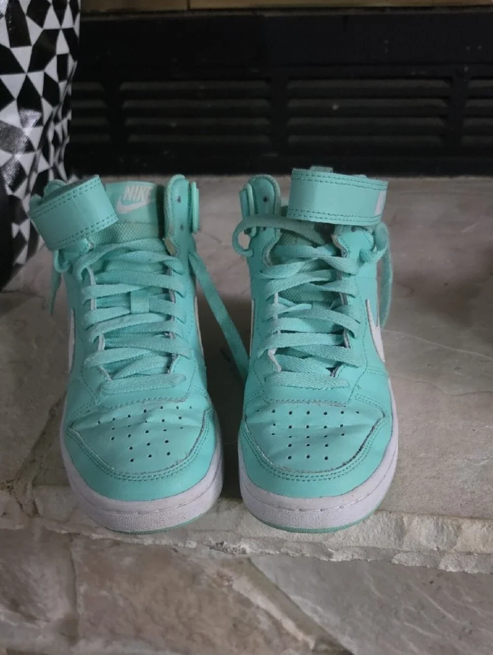 Nike Kids High-Top Sneakers in Aqua and White